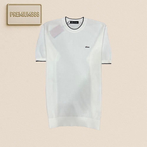 Kiton Qidun Color-Matched Edge Patch Knit T-shirt