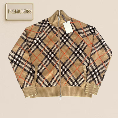 Bbr Check Pattern Zipper Pullover Sweater