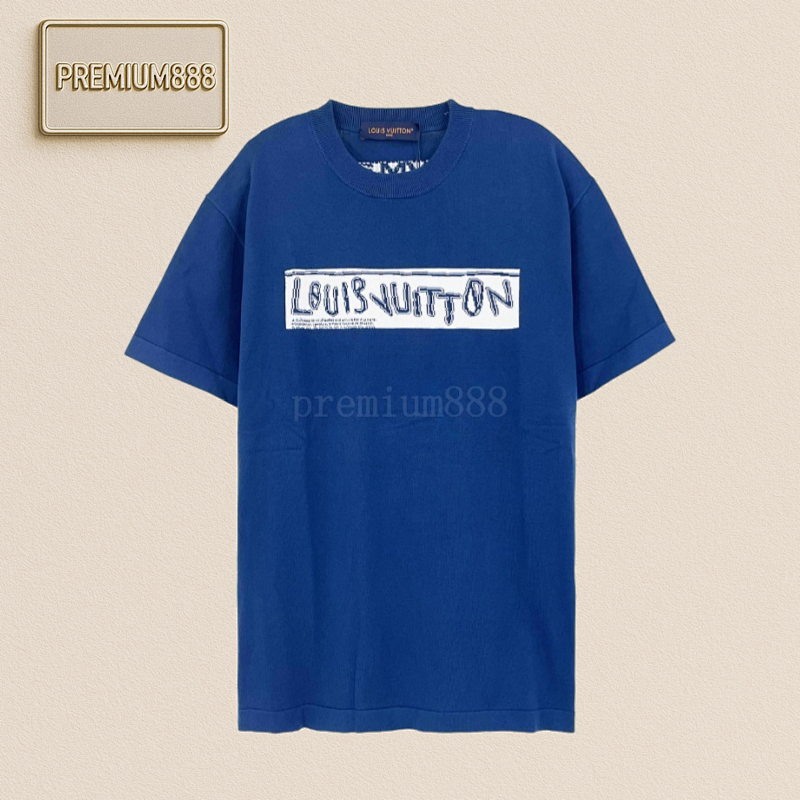 L V Water-soluble Small Letter Woolen Short Sleeves