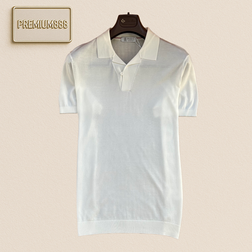 BC Brunello Simple Cuban Collar Casual Knitted Short-Sleeved Polo Shirt