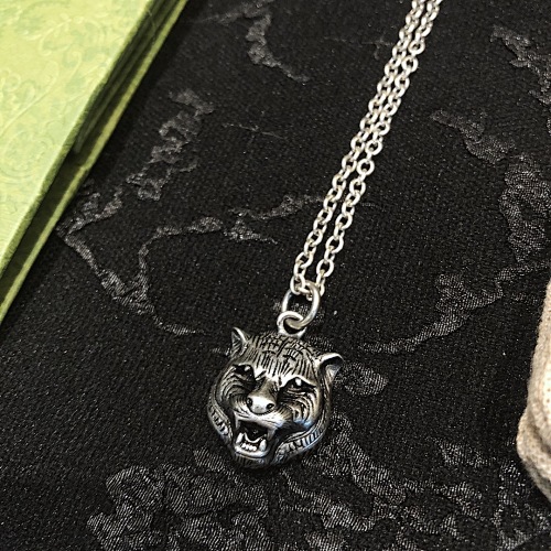 Gu Cc's Distressed Tiger Head Silver NecklaceItem ID