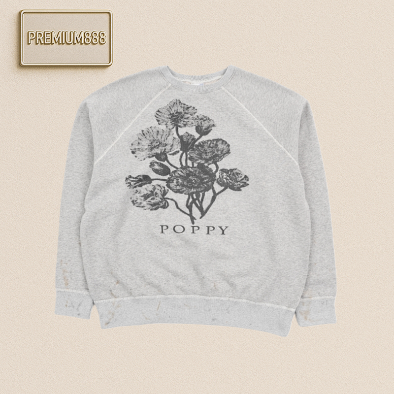 Saint Michael 24Fw Poppy Floral Vintage Printed Round-neck Sweatshirt
