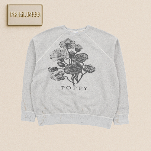 Saint Michael 24Fw Poppy Floral Vintage Printed Round-neck Sweatshirt