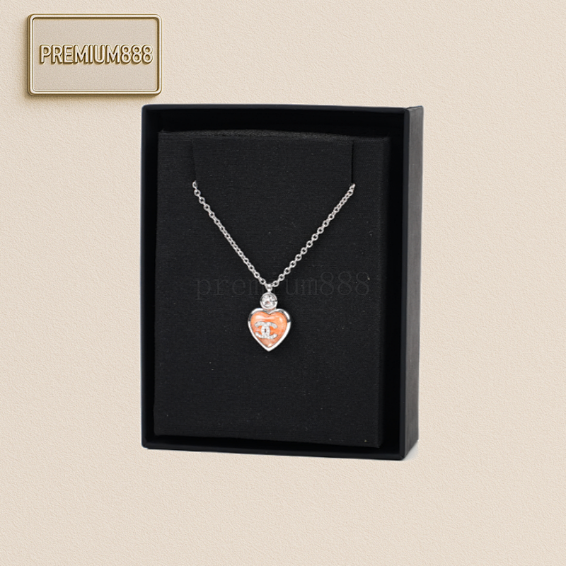 Chanel Heart Necklace In Pink