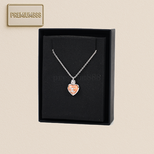 Chanel Heart Necklace In Pink