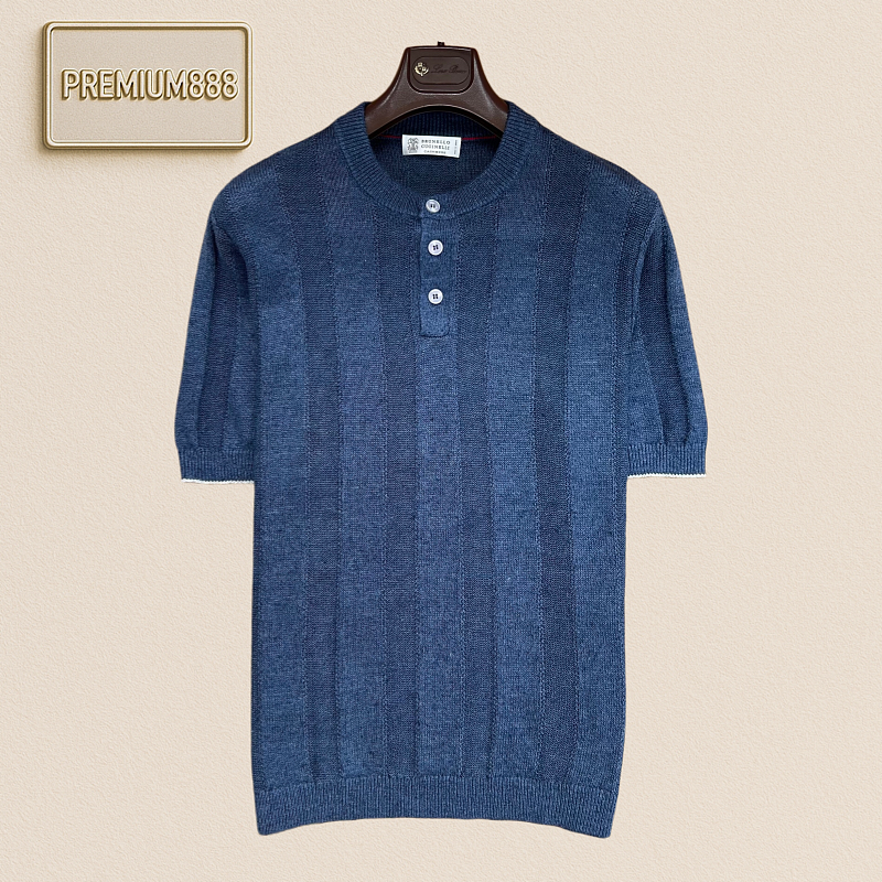BC Brunello Henry Knit Short-Sleeved T-Shirt