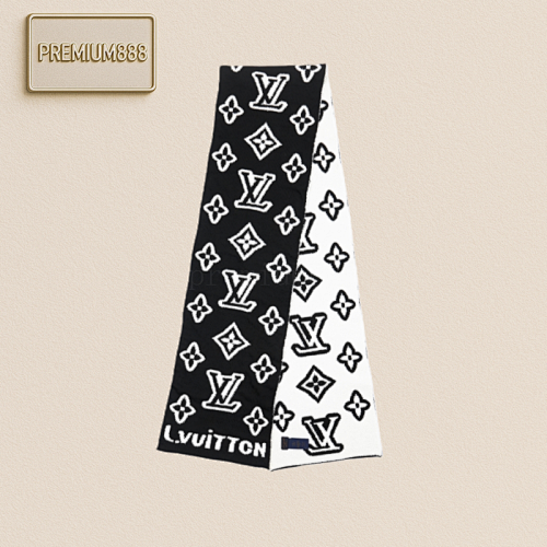 Louis Vuitton LV Black And White Relief Logo Scarf