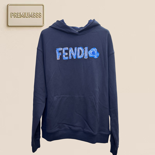 Fendi Hooded Sweatshirt With Floral Embroidery On Chest Logo