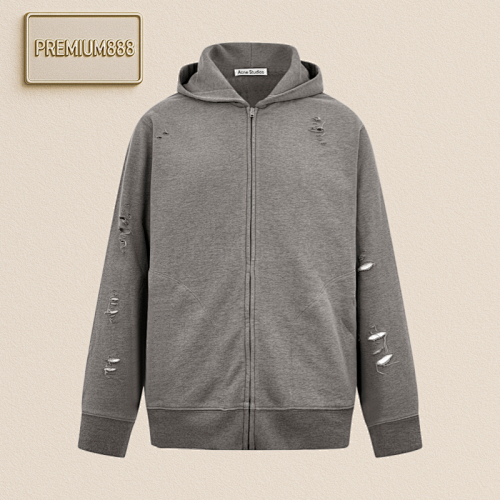 Acne Studios Hole Distressed Logo Zip Jacket