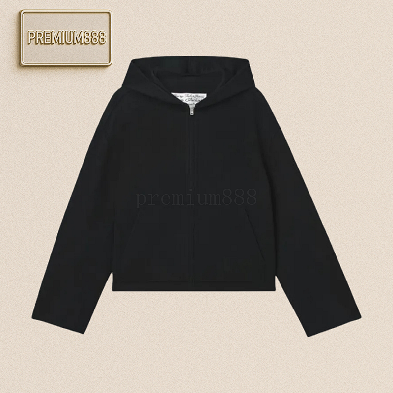 Acne Studios Solid-color Loose Off-the-shoulder Long-sleeved Zipper Casual Hooded Wool Swe