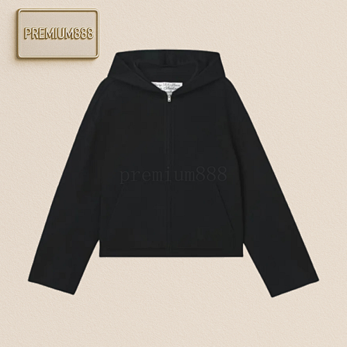 Acne Studios Solid-color Loose Off-the-shoulder Long-sleeved Zipper Casual Hooded Wool Swe