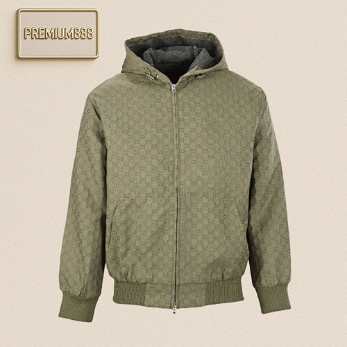 Gucci Guc GG Fully Printed Fine Plaid Hooded Jacket