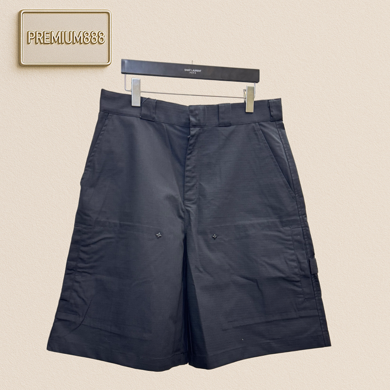 1v Jacquard Rivet Workwear Cotton Wide-leg Shorts