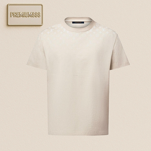 L V White Gradient Round Neck Short Sleeves