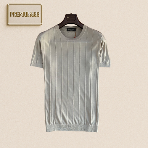 Loropiana No Yo Piana Vertical Stripes Round Neck Knit T-Shirt