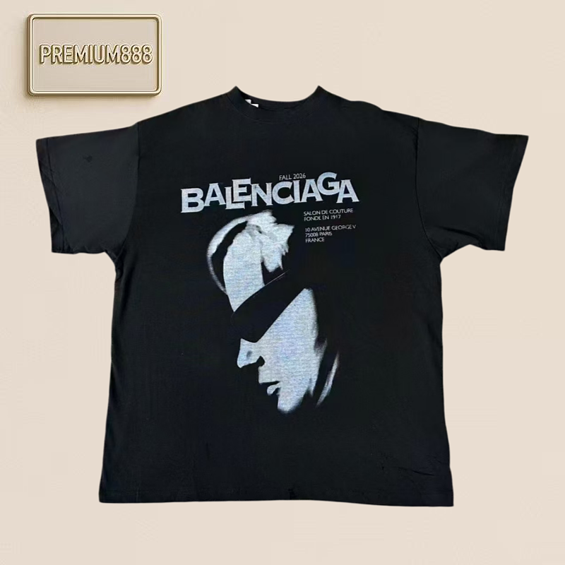 Balenciaga Blcg Portrait Lettering Print Short Sleeve