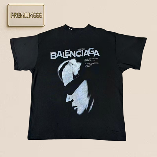 Balenciaga Blcg Portrait Lettering Print Short Sleeve