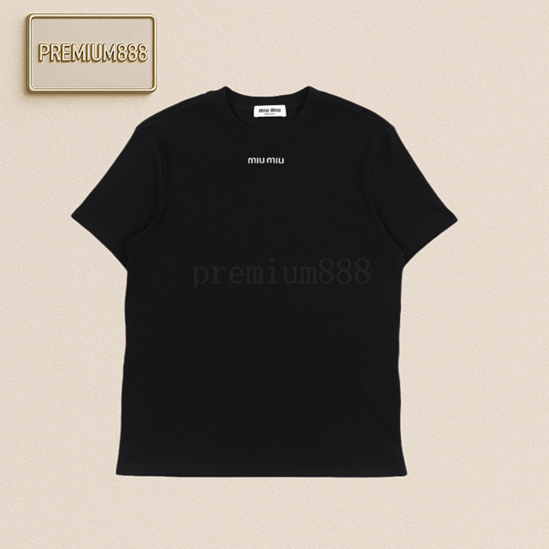 Mi Umi U Collar Ribbed T-shirt