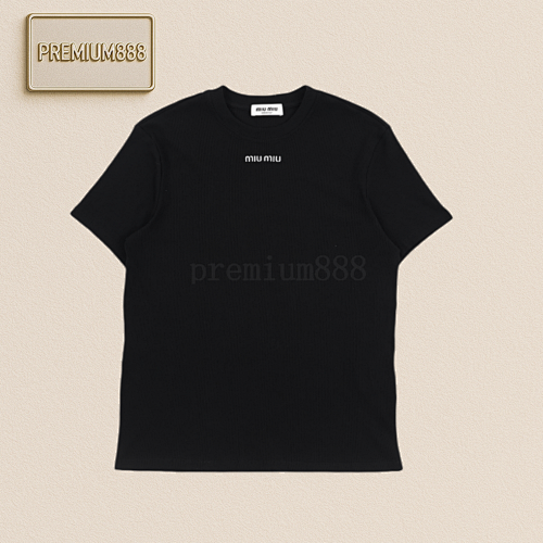 Mi Umi U Collar Ribbed T-shirt