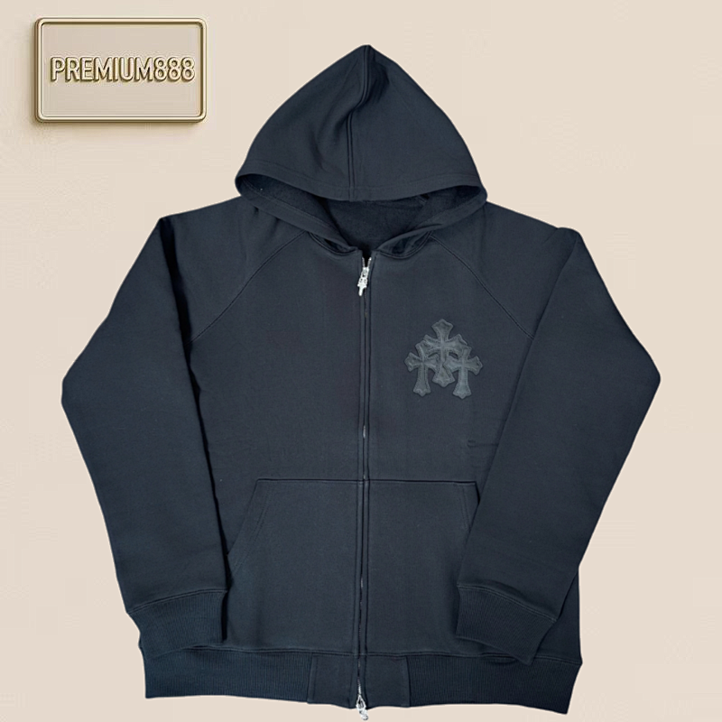 Product In Stock Crocin Leather Zipper Hoodie