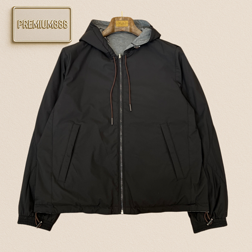 Zegna Jenia Double-Sided Wearable Hooded Casual Jacket