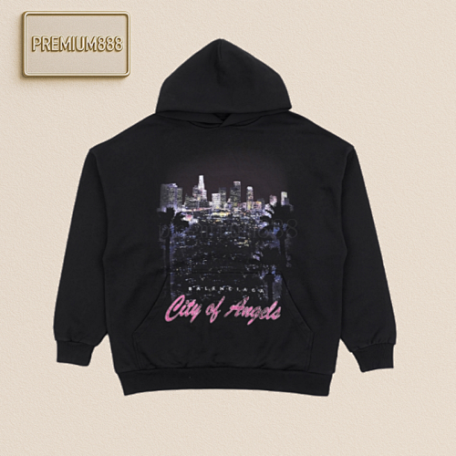 Balenciaga Blcg 25Fw Los Angeles Night View Print Hooded Sweatshirt