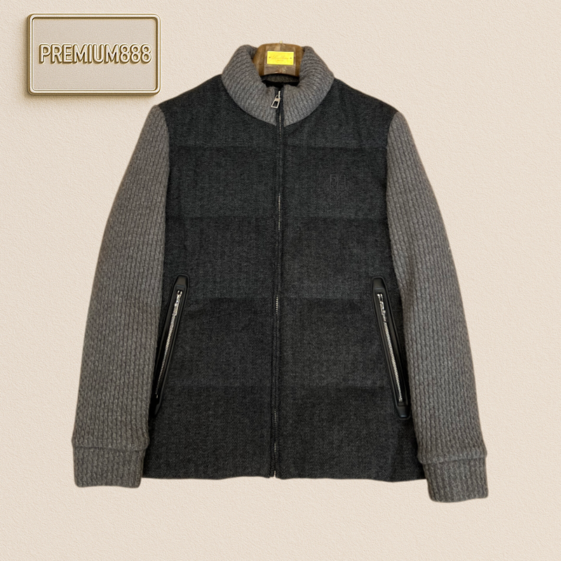 LP NooyiPianya Wool Knit Patched V-Neck Embroidered Down Jacket