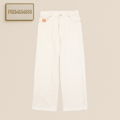 LV 25Fw Checkerboard Leather Label Denim Pants