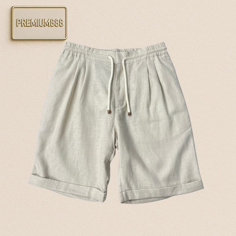 BC 60 Pieces Of Natural Linen Drawstring Shorts Craft Details
