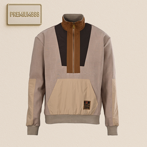 Louis Vuitton LV Khaki Half-zipper Stand-up Collar Hoodie