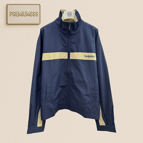 YSL Saint Laurent Color-Matched Collar Sport Zip Jacket Coat