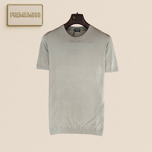 Zegna Classic Round-neck Solid-color Short-sleeved T-shirt