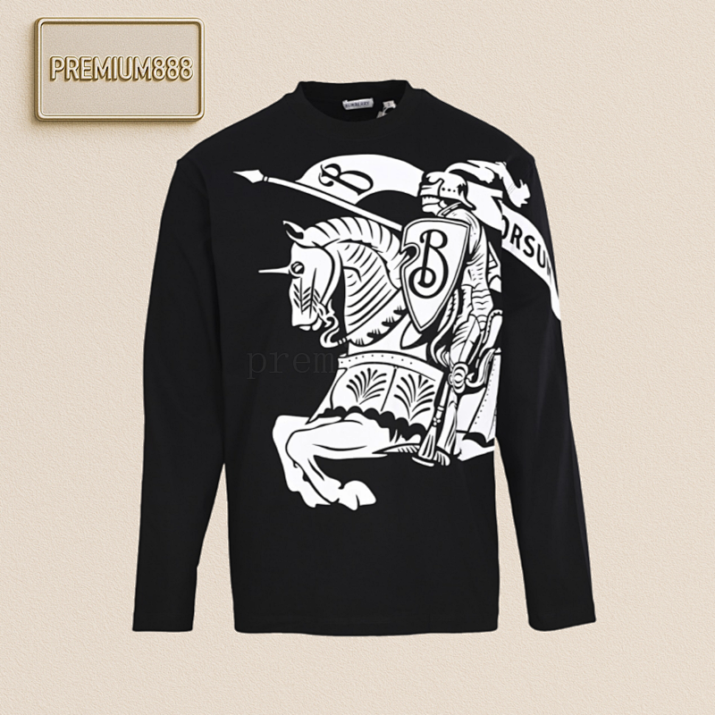 Burberry Bbr Cotton Top Warhorse Print Long-sleeved T-shirt