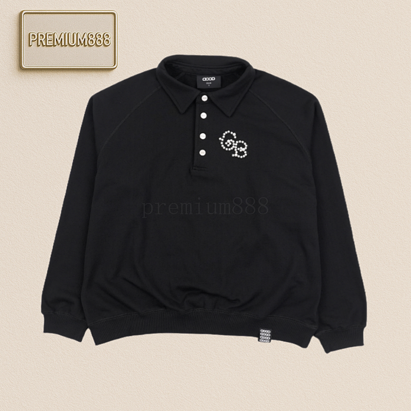 Good 25Fw Good Pearl Slogan Polo Sweatshirt