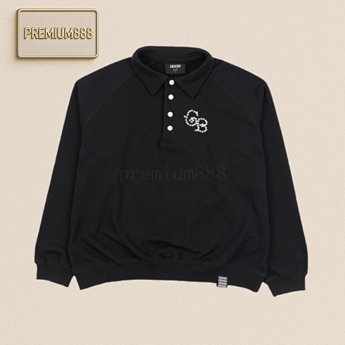 Good 25Fw Good Pearl Slogan Polo Sweatshirt