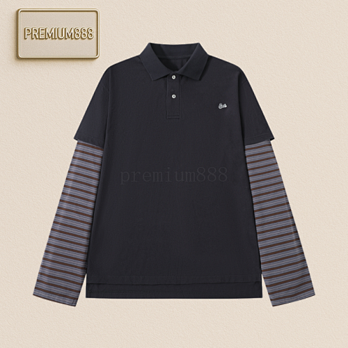 Erl Washed Embroidery Fake Two-piece Polo Long Sleeves