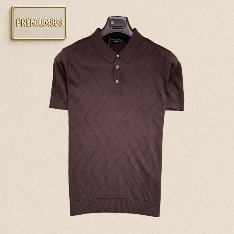 Loropiana Nooruiyanai Striped Jacquard Collared Polo Short Sleeve Shirt