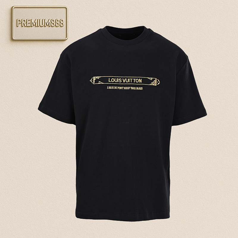 Louis Vuitton LV Damier Gold-embroidered Pique Short-sleeved T-shirt