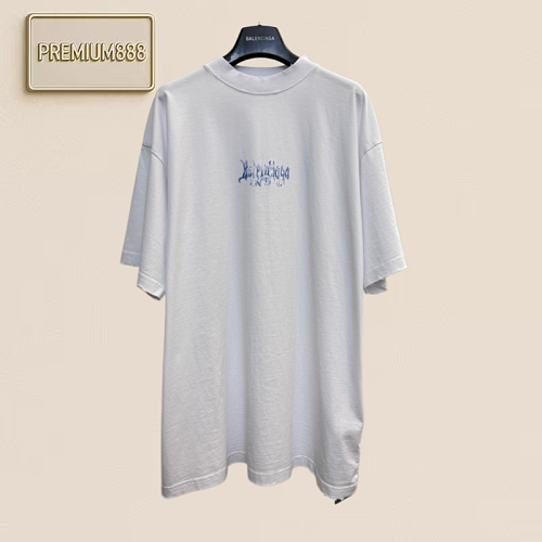 Bal Paris 26ss Gothic Flame Art Font Printed Short-Sleeved T-Shirt