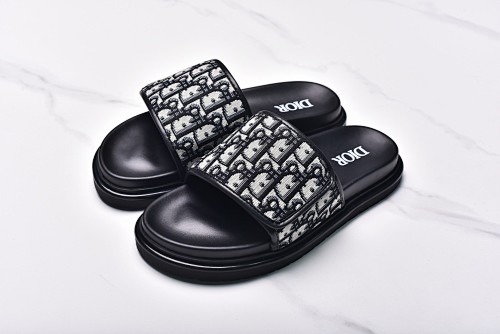 Dior Aqua Velcro Silent Slippers Men's Shoes Black And White