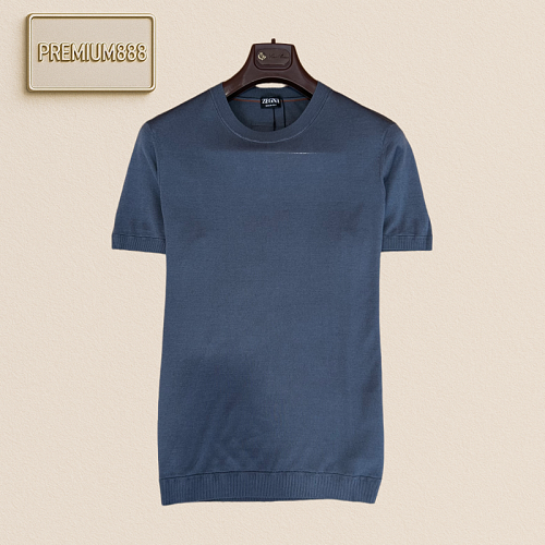 Zegna Classic Round-neck Solid-color Short-sleeved T-shirt