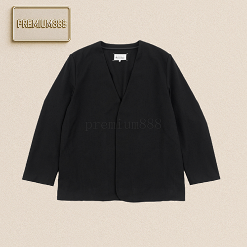 MM6 24Fw Wool Blend Collarless Blazer Jacket
