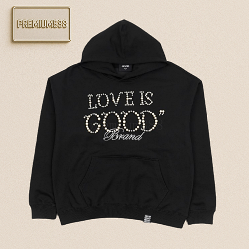 Good 25Fw Love Three-dimensional Pearl Letter Hooded Sweatshirt