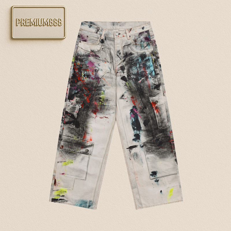 Off-White Acne White Spray-painted And Ink-smeared Dirty Printed Jeans Xs-Xxl Are In Stock And Ready
