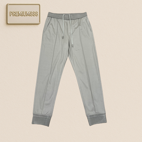 Zegna Jenia Casual Embroidered Logo Double Drawstring Cuffed Jogger Pants