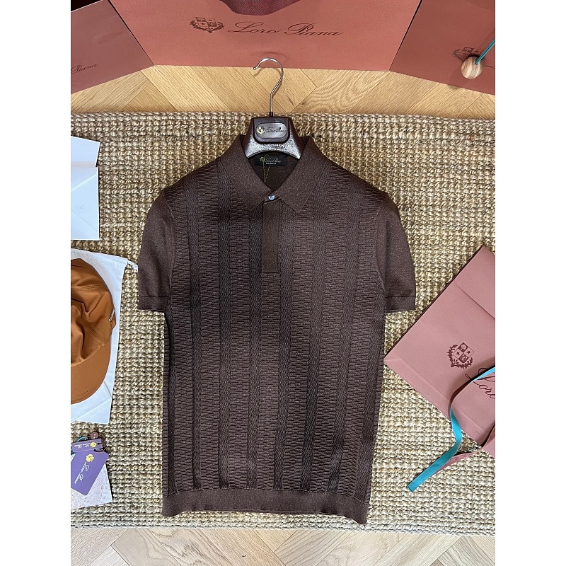 Loropiana Classic Texture Knit Polo Shirt