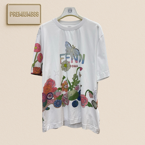 Fend - Natural Flower Patterned Printed Short-Sleeved T-shirt