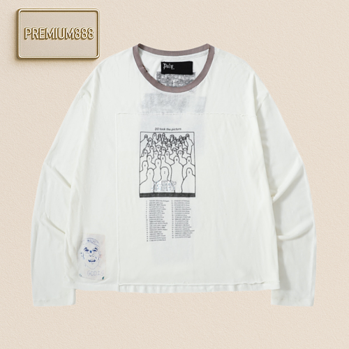 PalyHollywood White Sticker Graffiti Damaged Long Sleeve