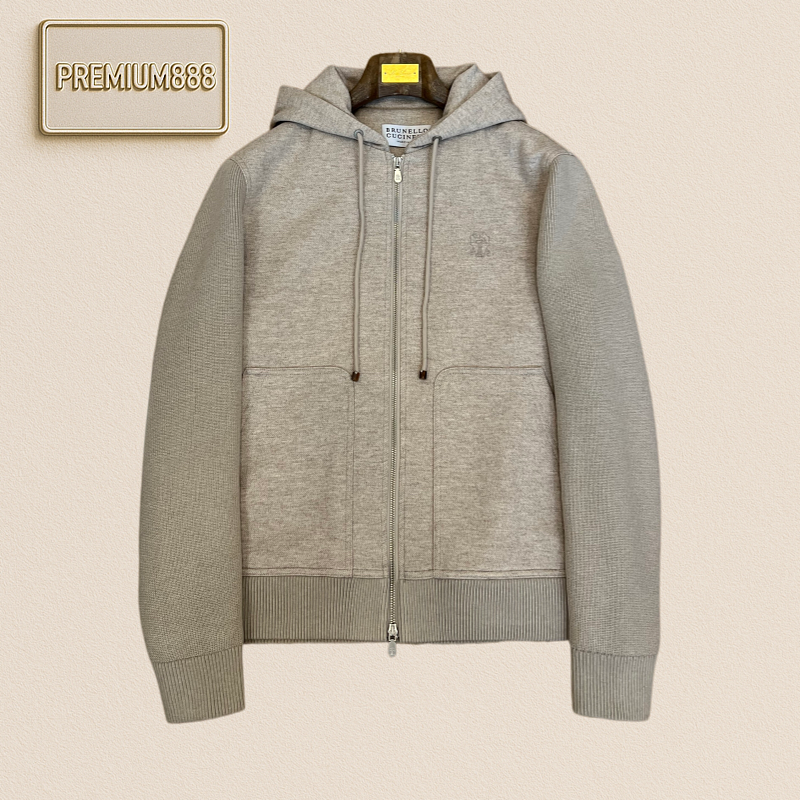 BC Brunello Embroidered Small Hooded Casual Zip-Up Sweatshirt
