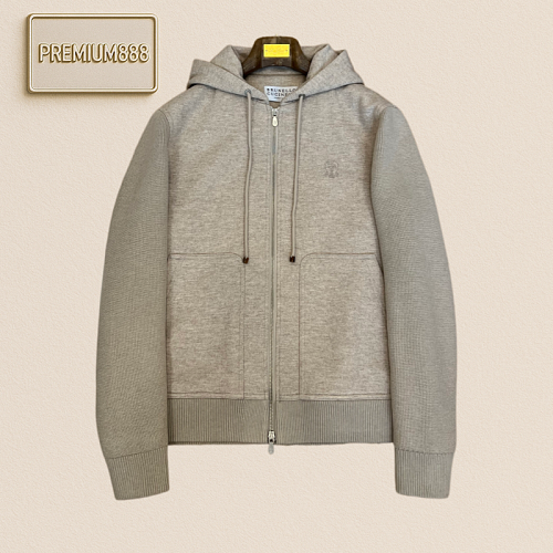 BC Brunello Embroidered Small Hooded Casual Zip-Up Sweatshirt